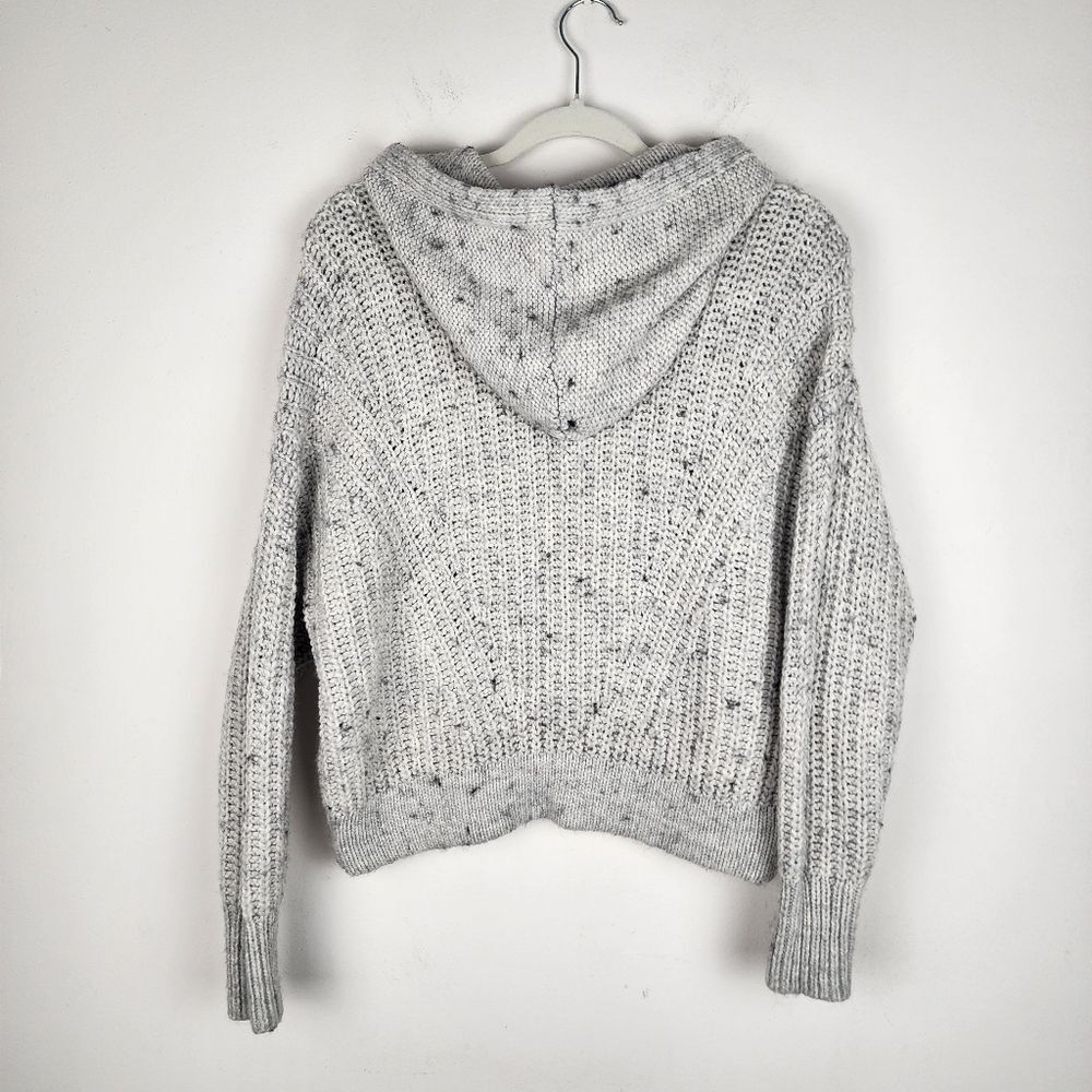 Lucky Brand Hooded Sweater Grey Knit Crop Size M - Picture 4 of 13